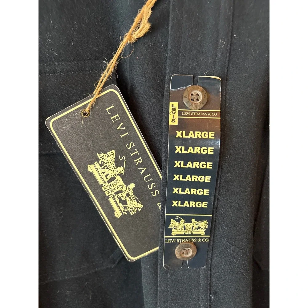 Levi‎ Strauss & Co. Navy Blue Button Down Shirt Jacket Flannel XLarge - Picture 2 of 7